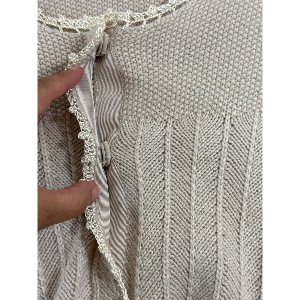 Sundance Women's L Cashmere Angora Lambswool Blend Open Knit Cardigan Beige Boho - Picture 5 of 9